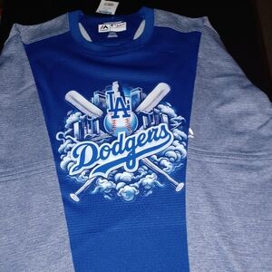 Los Angeles Dodgers Long Sleeve Shirt By Majestic Size XL Blue Extra Large